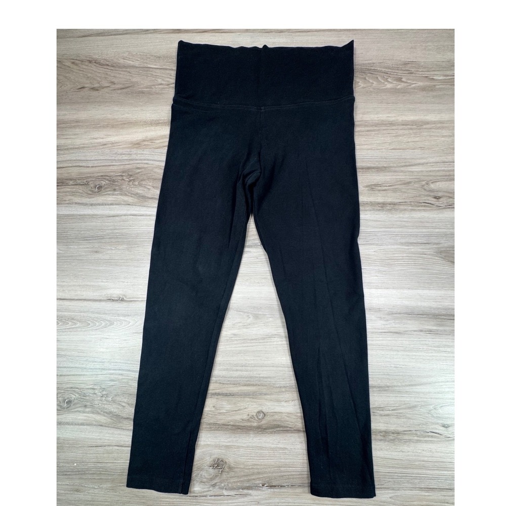 Pink Victoria's Secret Yoga Leggings Black Foldover Waistband Size M Medium